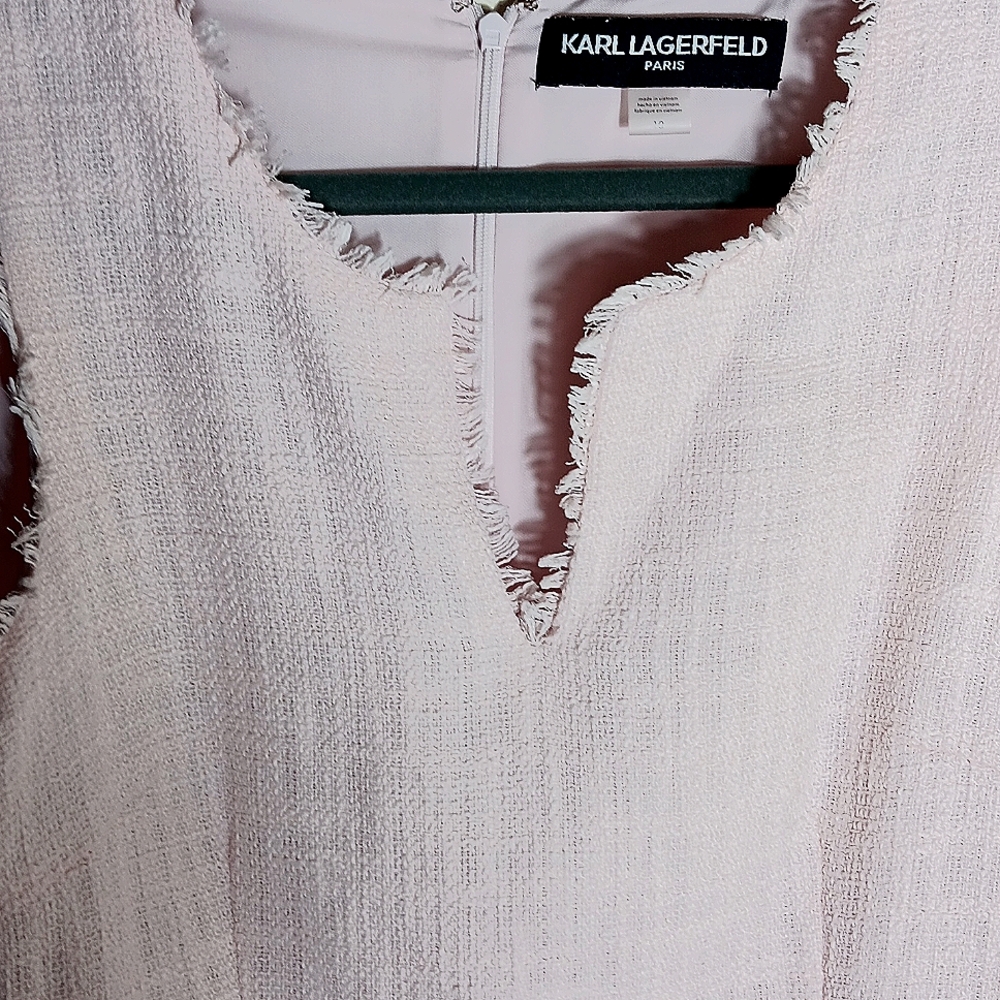Size 10 Karl Lagerfield Rose Tweed Knee Length Shift Dress